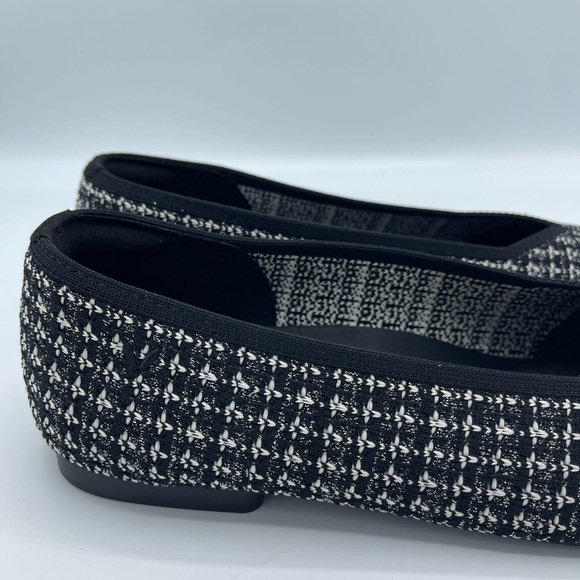 VIVAIA Square-Toe V-Cut Flats Margot 2.0 Black Tweed Size 40W New without Box - Picture 3 of 10